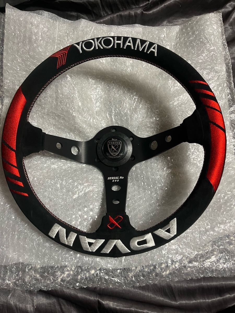 本物 ADVAN YOKOHAMA VERTEX ステアリング ハンドル ヴェルテックス アドバン ディープコーン バックスキン スエード