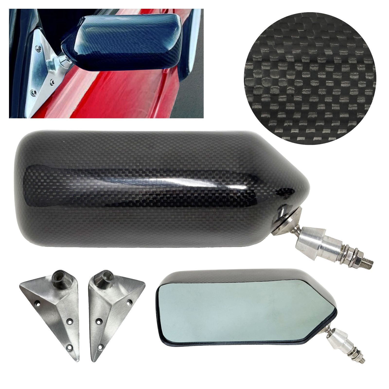 GT1ミラー リアルカーボン ミラー面手動調整 右ハンドル車 トヨタ カローラ/スプリンター AE/CE110系 1998〜2000 SuperSportMirror DTMミラー カーボンルック ミラー面電動調整 右