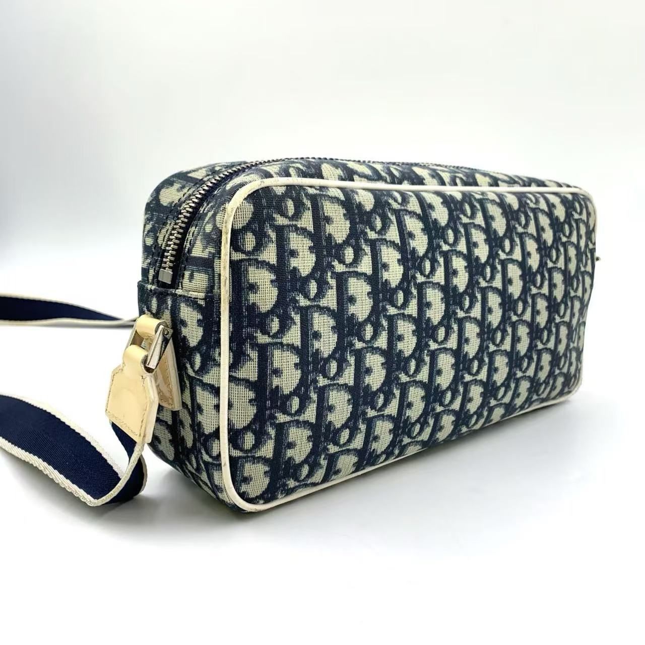 Christian Dior トロッター PVC ネイビー×ホワイト ショルダー