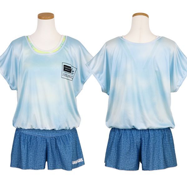 【水色×ミント MINT】 水着 女の子 ジュニア ANAP GIRL アナップガール (374851) Tシャツ付き タンキニ水着 3点セット 150 160cm セパレート キッズ 小学生 中学生 体型カバー キュロット