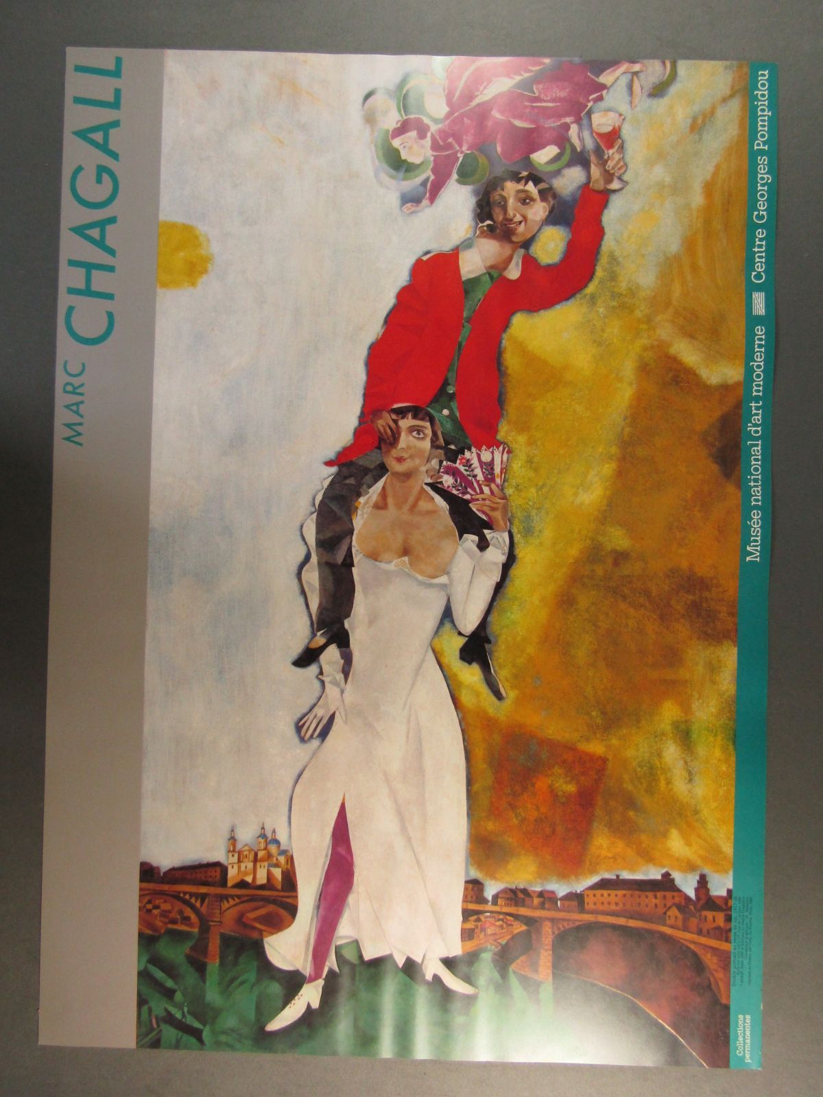 ポスター　シャガール　「ワイングラスを揚げる二人の肖像」70x50cm-0