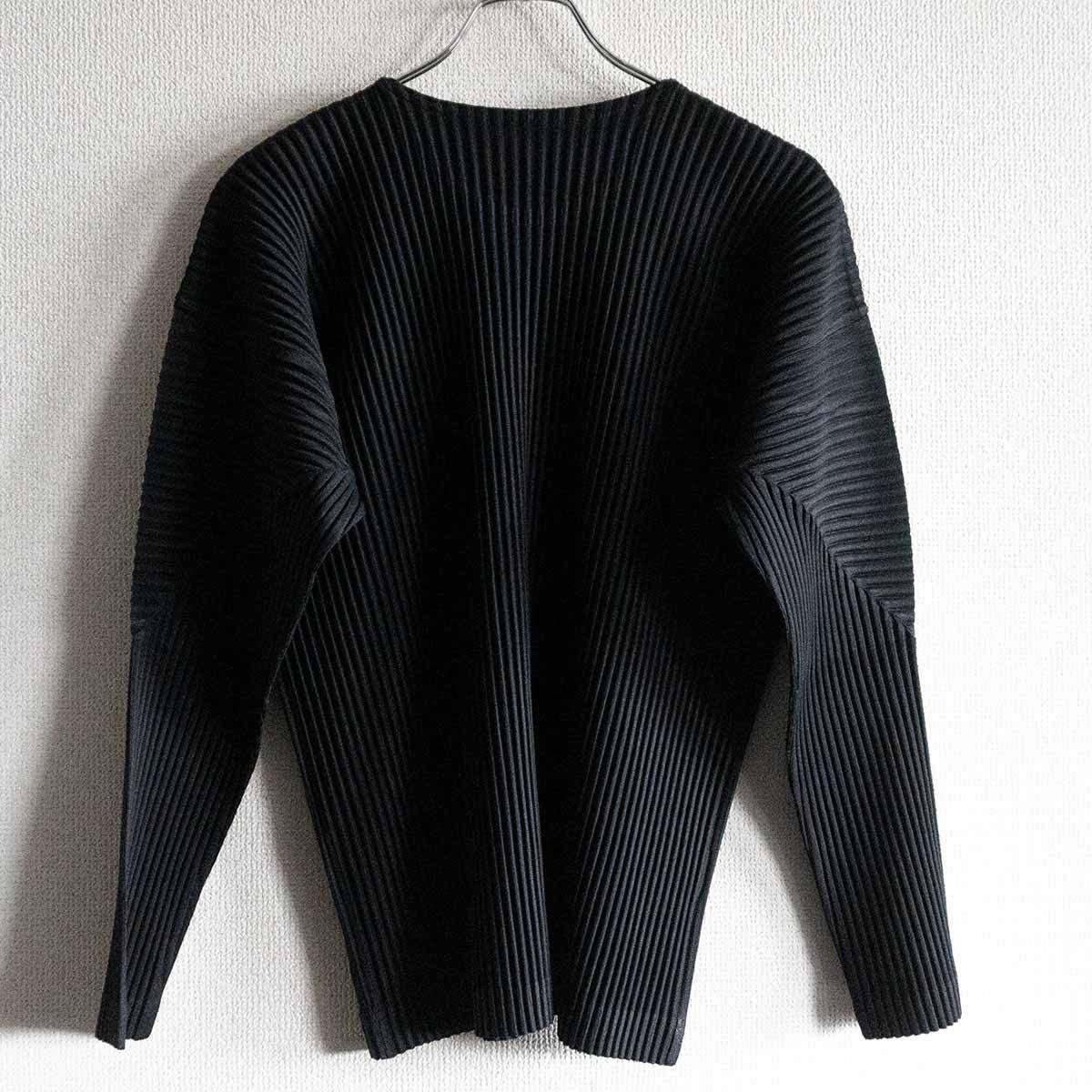 美品】 HOMME PLISSE ISSEY MIYAKE【プリーツ カットソー】ブラック 