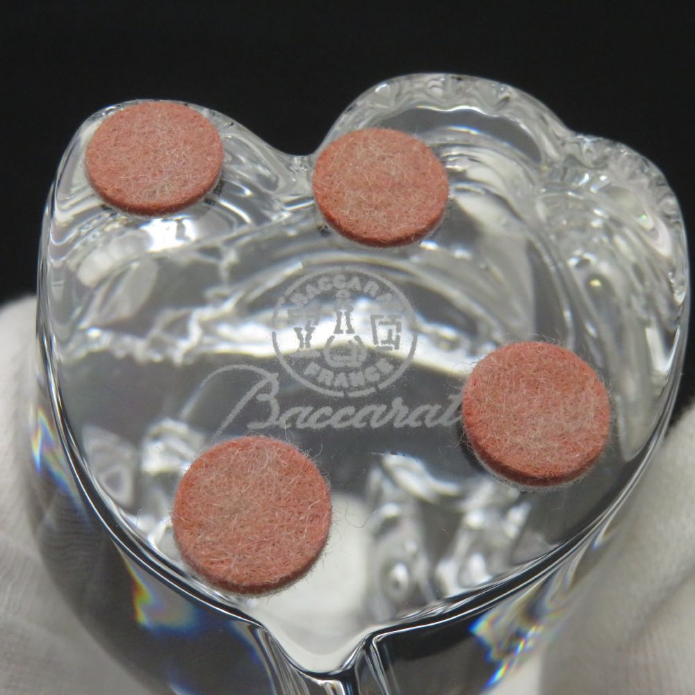 美品 Baccarat バカラ まねき猫 レッドオクトゴン クリスタルオブジェ  