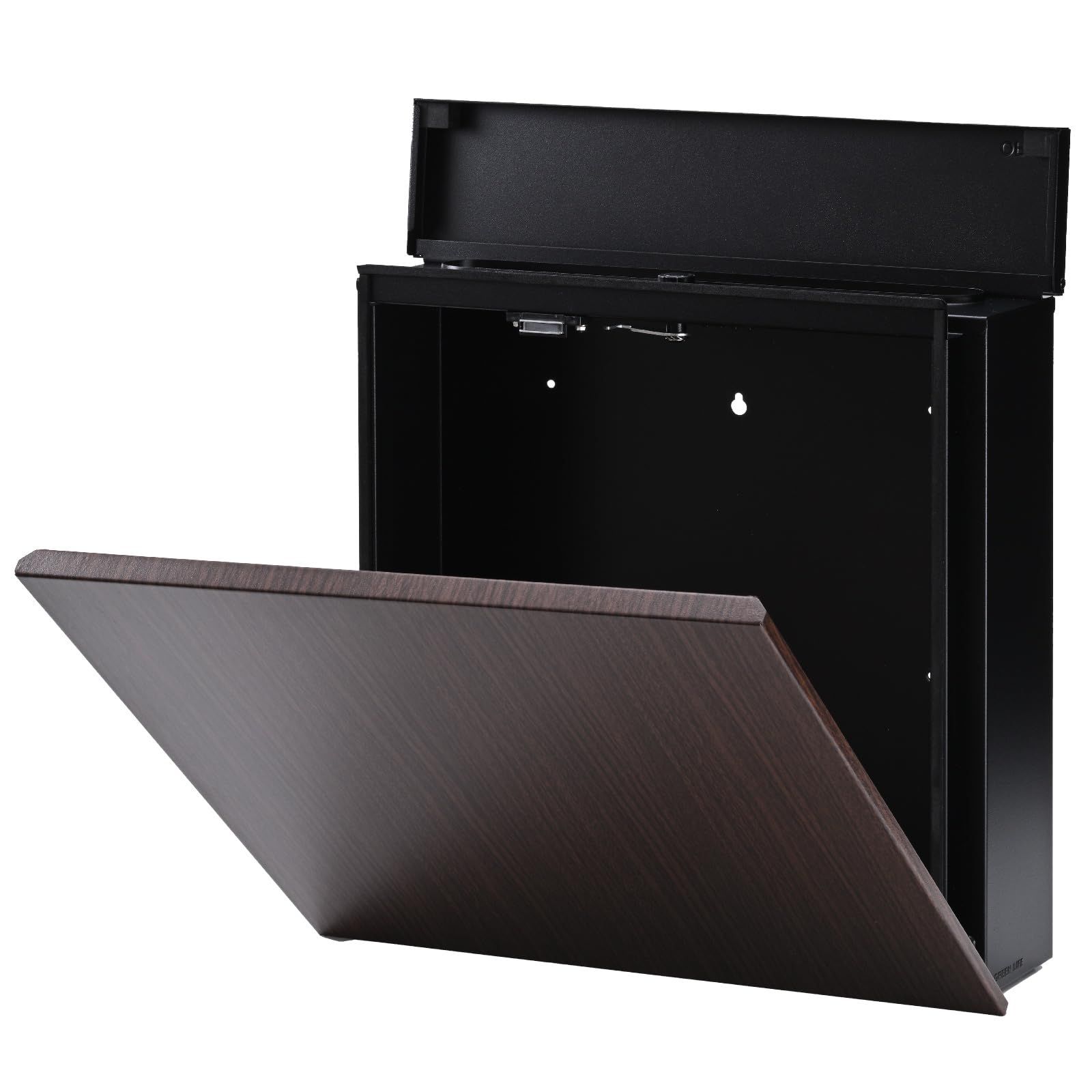 グリーンライフ ポスト 壁掛け 大型 スチール メール便対応 木目調 ツヤ消し 番号変更 ダイヤル鍵 FHM-713D