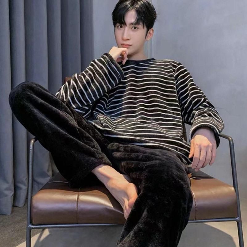 パジャマ 上下セット ルームウェア メンズ ボア 裏起毛 裏ボア 部屋着 もこもこ 防寒 着る毛布 室内用 前開き 秋冬 暖かい 無地 厚手 xzjhtqr#