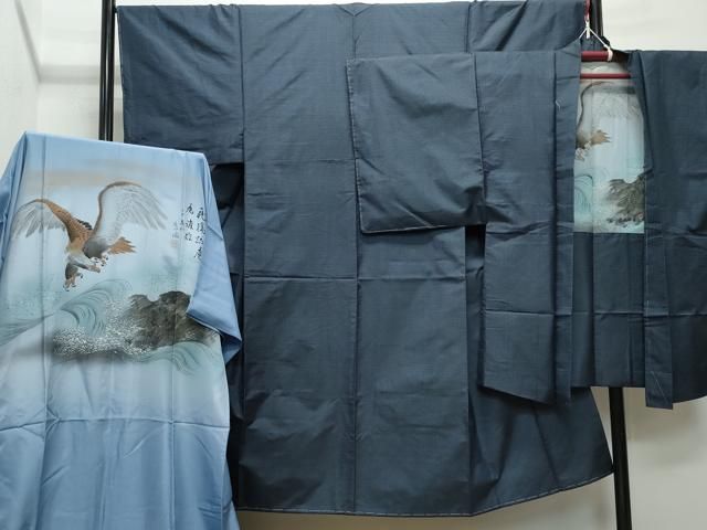 平和屋着物○男性 本場大島紬 アンサンブル・長襦袢セット 100亀甲 総