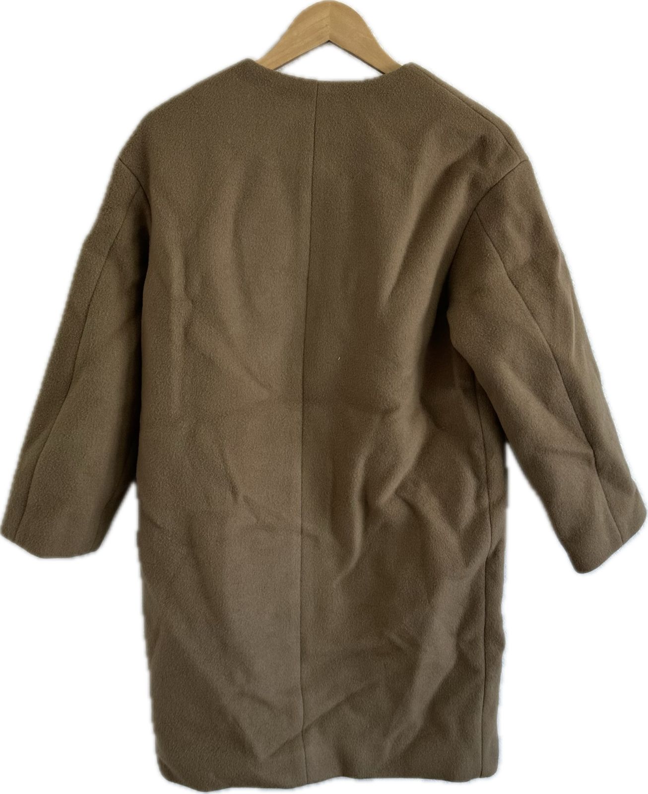 Z1454【美品】IENAイエナ ノーカラーロングコートアウター ブラウン