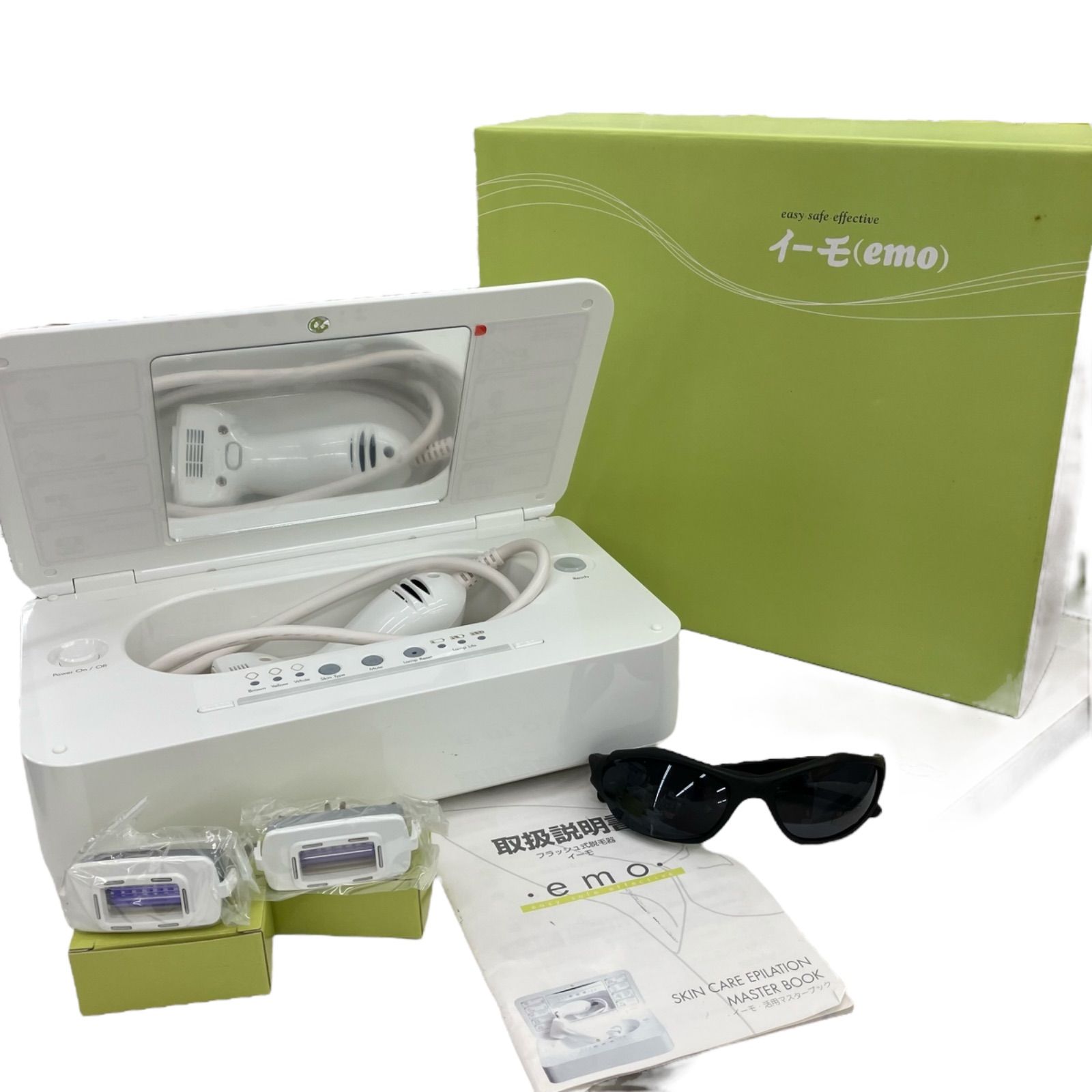 emo イーモ HR-200 家庭用 フラッシュ式 脱毛器 カートリッジ式 美容 エステ  emo イーモ カートリッジ式フラッシュ脱毛器 新品カートリッジ3個付き