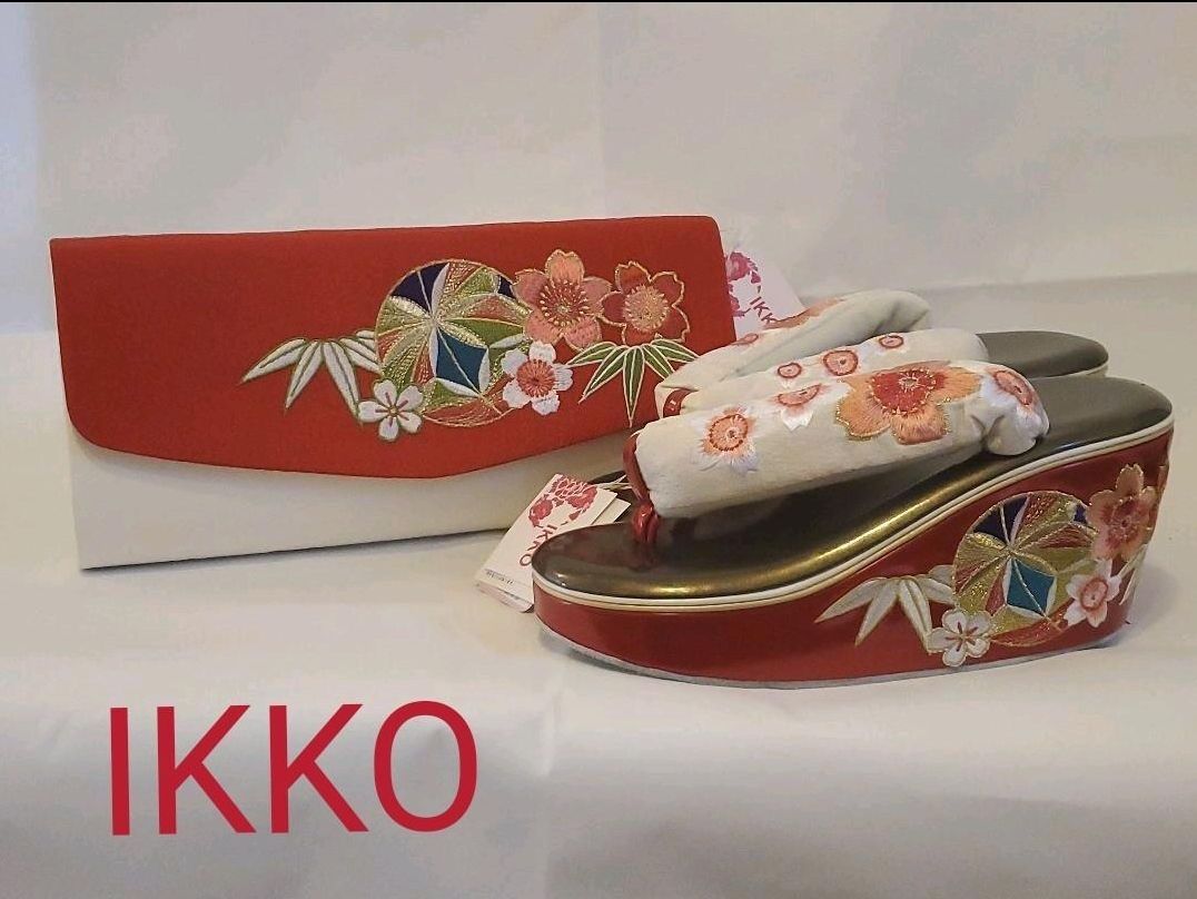 鶴菊花 新品 IKKO プロデュース 厚底 草履 バッグ セット 卒業式 成人