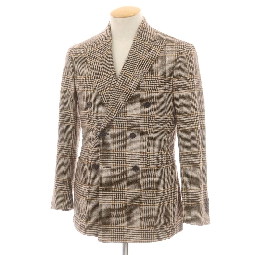デペトリロ DE PETRILLO ウール チェック テーラードジャケット ブラウン系 サイズ42 メンズ