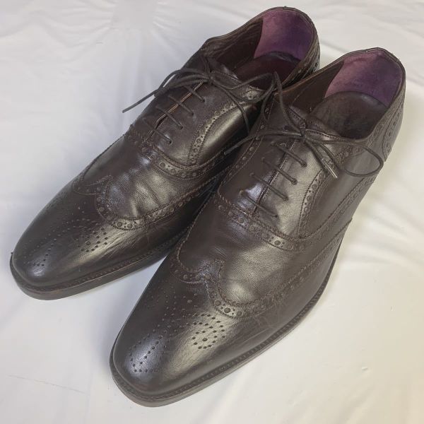 イタリアンカーフレザー ハンドメイド ダックス LABRCA ビジネスシューズウイングチップ サイズ43 27.0-27.5cm 茶◆is2-41 イタリアンカーフレザー ハンドメイド ダックス LABRCA ビジネス