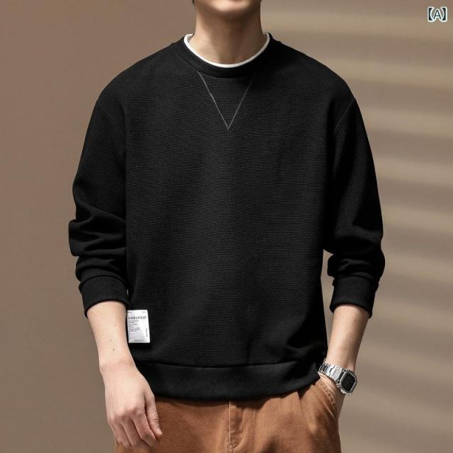 XL 秋冬 コーデ メンズ 服 シンプル ファッション オシャレ 大人 かっこいい 大きいサイズ ストリート 紳士服 アメリカン ヘビー フェイク ツーピース 長袖 T シャツ トップス スウェットシャツ