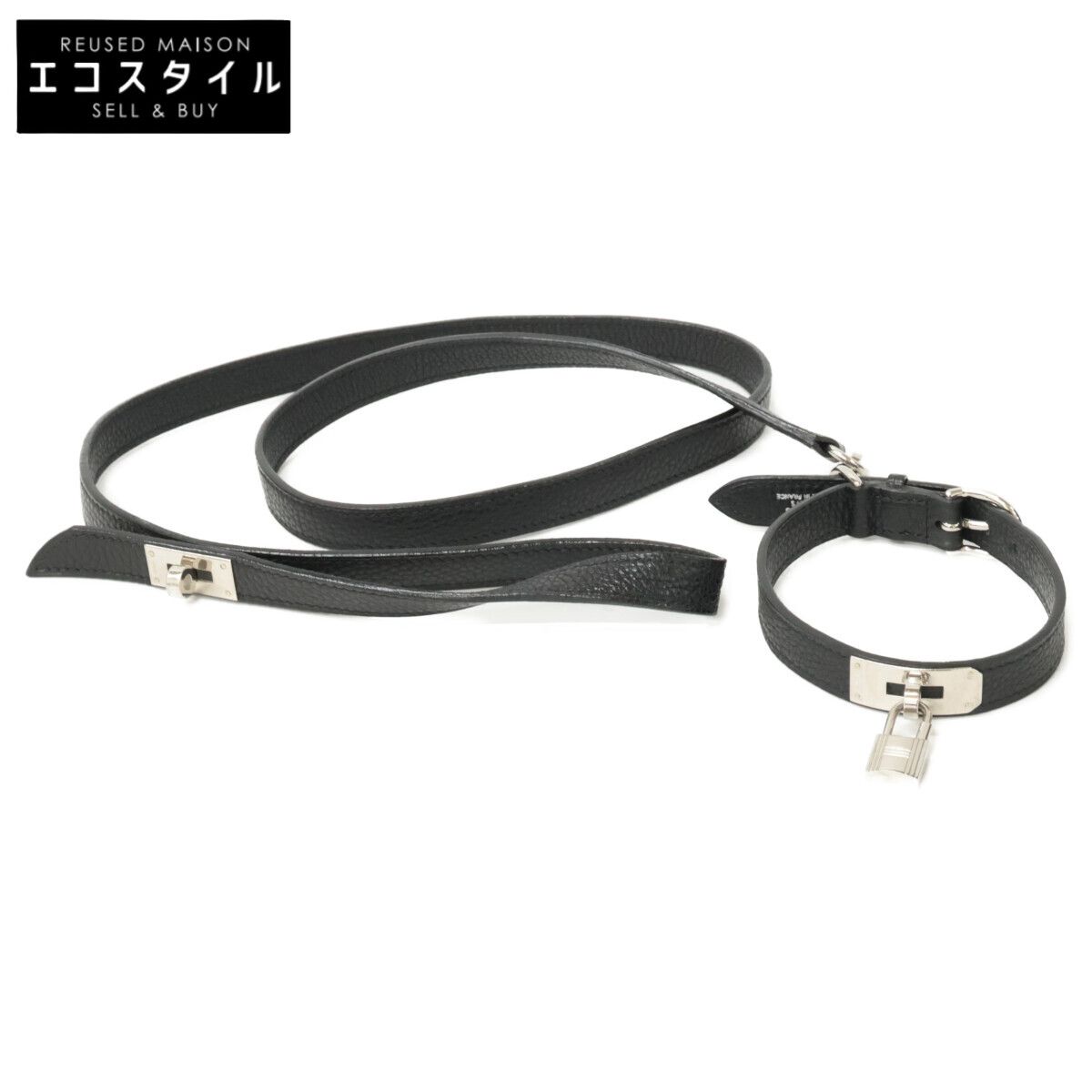 HERMES エルメス □H刻レザー ケリー金具 ドッグリード 首輪 チョーカー