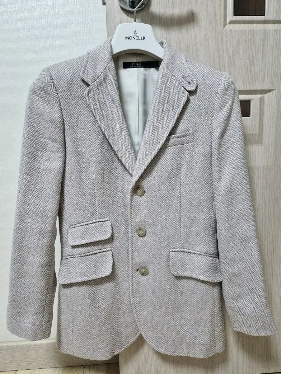 ポルトガル製 ポロ Ralph Lauren ラルフローレン ヘリンボーン リネン ブレンド レディース ブレザー ジャケット ラベンダー