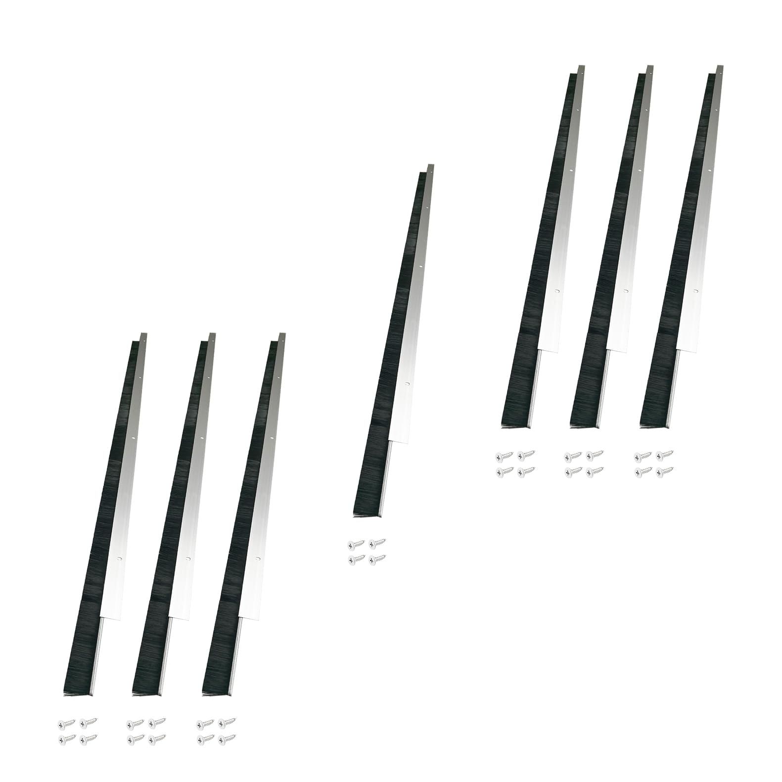 Retsun 7本セット 高耐久ドア下ブラシ 53mm×880mm 防虫 防風 防塵 冷暖房効率アップ 高密度PPブラシ＆アルミ製フレーム ネジ固定式の隙間ガード 隙間対策シール 3cm 7