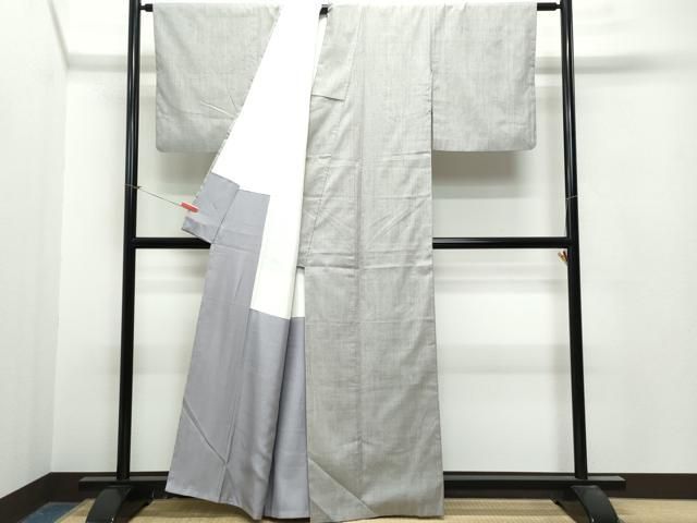 平和屋着物●本場結城紬　重要無形文化財　色無地　煤色　正絹　逸品　CAAT7022vf 平和屋着物○本場結城紬 重要無形文化財 色無地 煤色 正絹 逸品