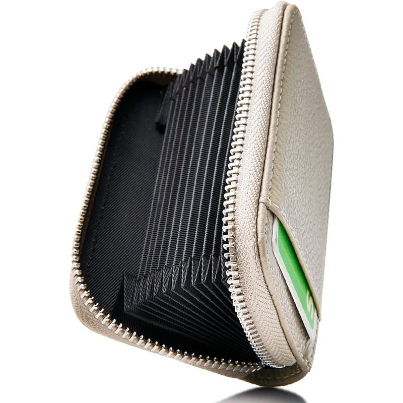 [NEESE] クレジットカードケース カード入れ スキミング防止 じゃばら 大容量 コインケース メンズ レディース (グレージュ) 1