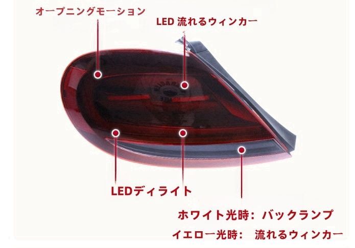 2色選択 外装 フォルクスワーゲン ザ ビートル 2012-2020年 テールライト LEDシーケン 流れるシャルウィンカー リアZYL036 入荷