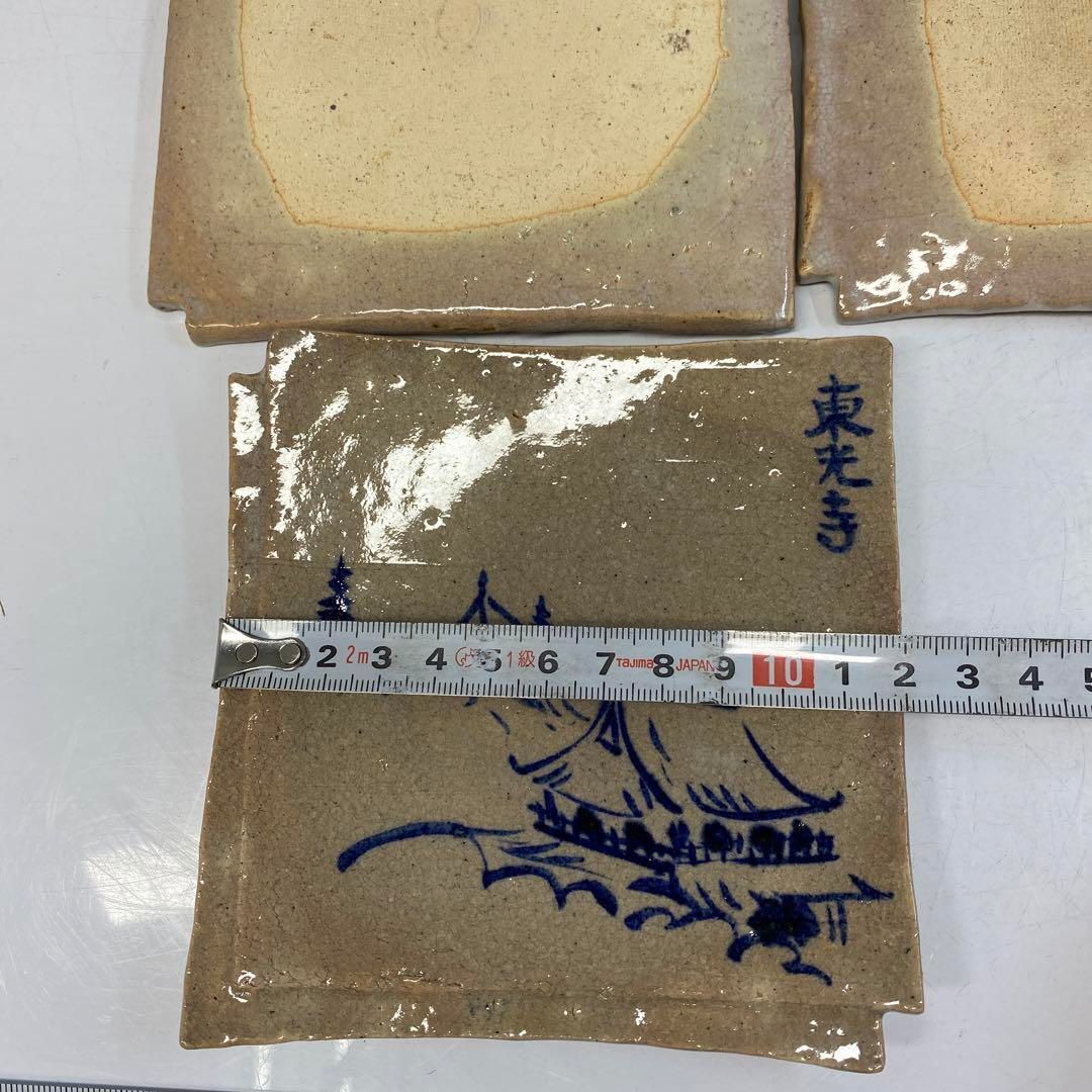 十世　坂高麗左衛門　萩名所染付図菓子皿10枚　共箱　東Y6-0415③タルオ 十世 坂高麗左衛門 萩名所染付図菓子皿10枚 共箱 東Y6-0415③