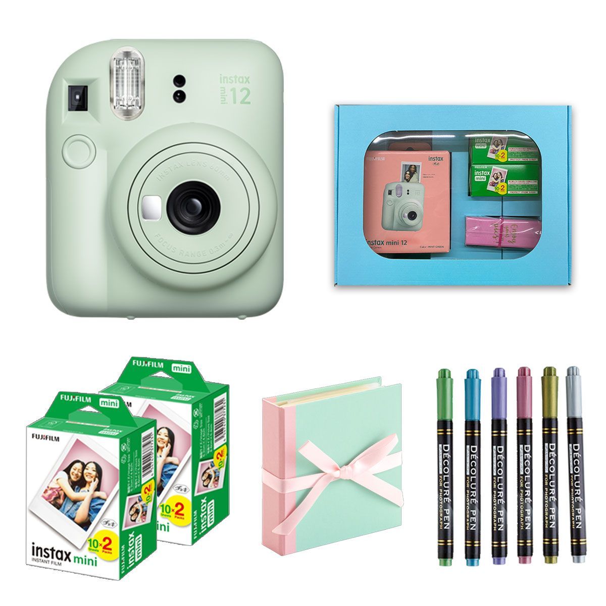 ギフト チェキA 富士フィルム チェキ インスタントカメラ instax mini12 ミントグリーン ギフトBOXセット