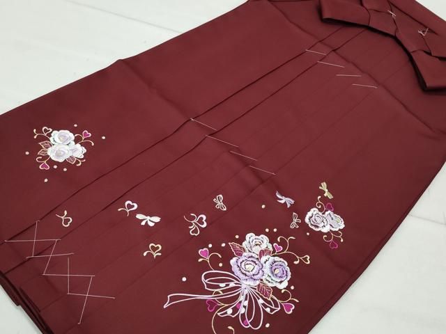 平和屋着物●女性 行灯袴 総刺繍 花唐草文 葡萄色 卒業式 洗える着物 CAAU9854vf