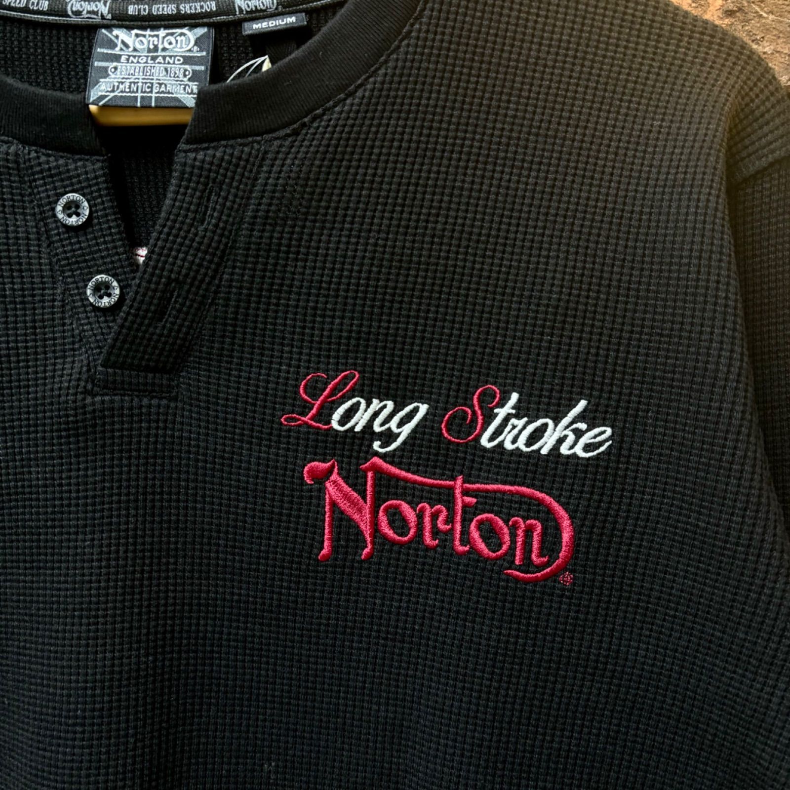 Norton サーマル刺繍ヘンリーネック長袖Tシャツ】ノートン 長袖 T 