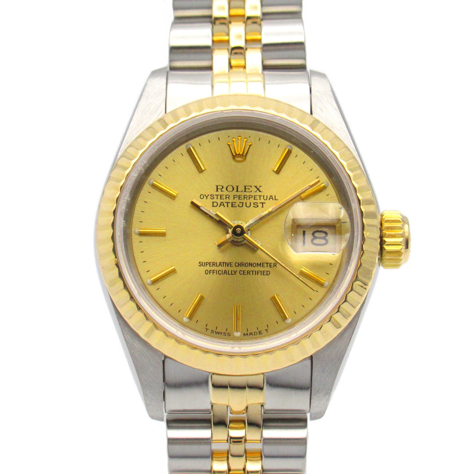 ロレックス ROLEX 腕時計 デイトジャスト E番 69173 CH/BA K18（イエローゴールド） ステンレススチール デイトジャスト E番 レディース Used A