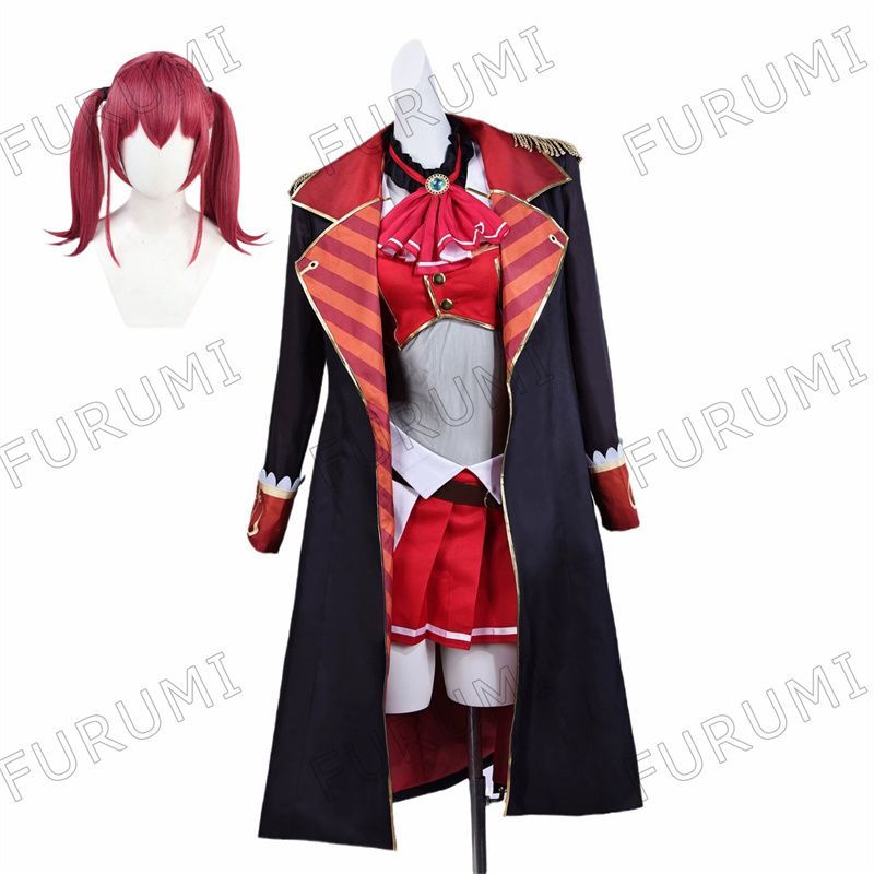 VTuber ブイチューバー コスプレ 宝鐘マリン コスプレ衣装 ウィッグ付き カツラ コスチューム パーティー 変装 制服 演出服 cosplay イベンド 変装 仮装 プレゼント 祭り仮装 アニメ クリスマス ハロウィン