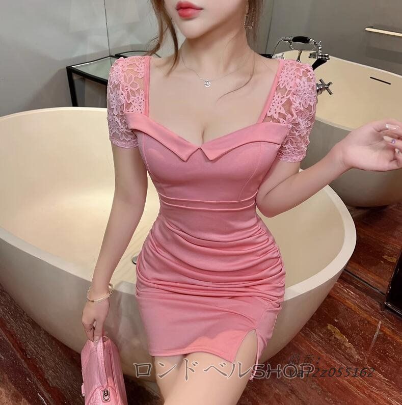 バンテージ ボディコン ドレス ラウンド 半袖 ミニ Vネック セクシー レディース lady-1528.jpg