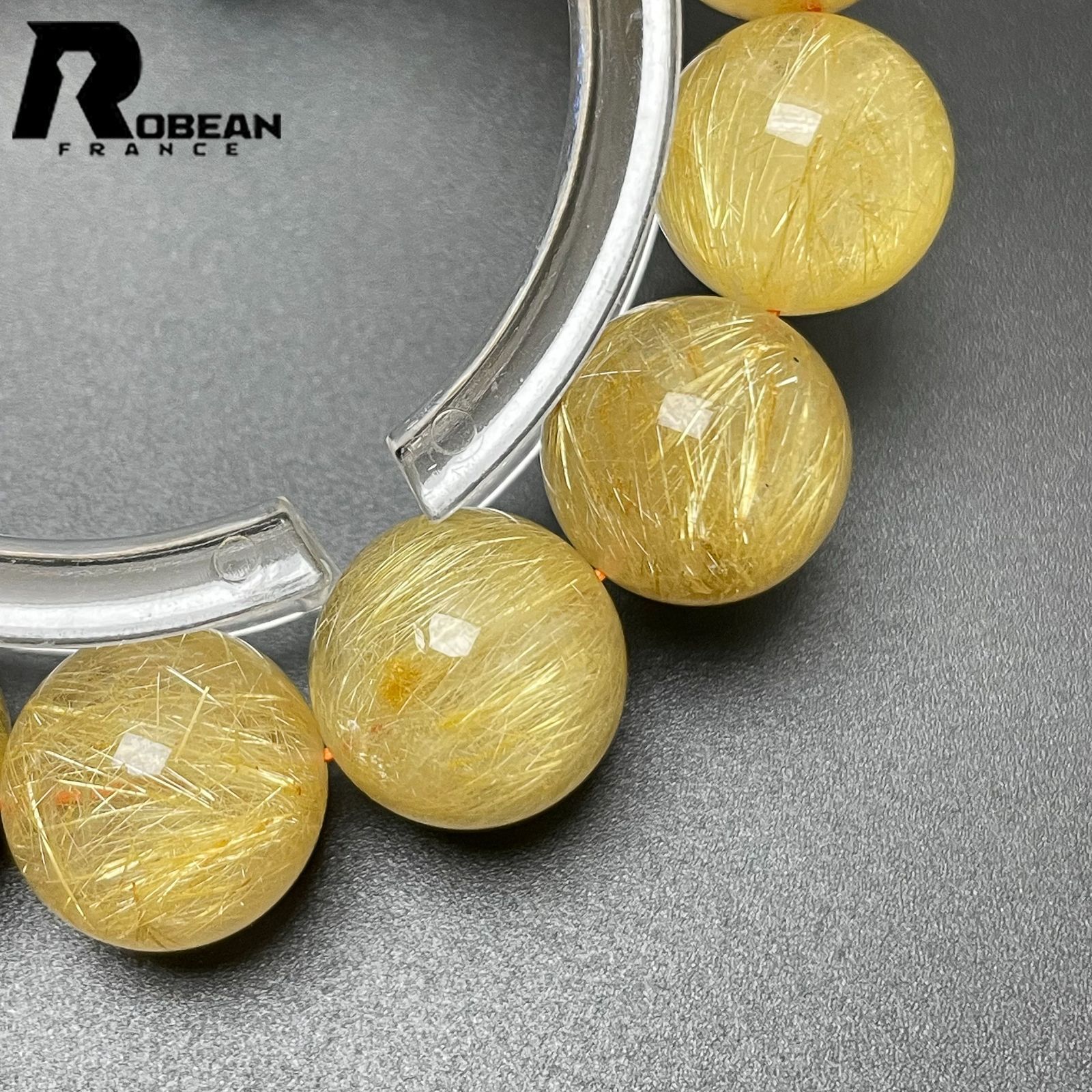 逸品 EU製 定価19万円★ROBEAN・ タイチンルチル★黄金針水晶 金運 幸運 ゴールド ブレスレット パワーストーン 綺麗 プレゼント 13.9-14.4mm M829641