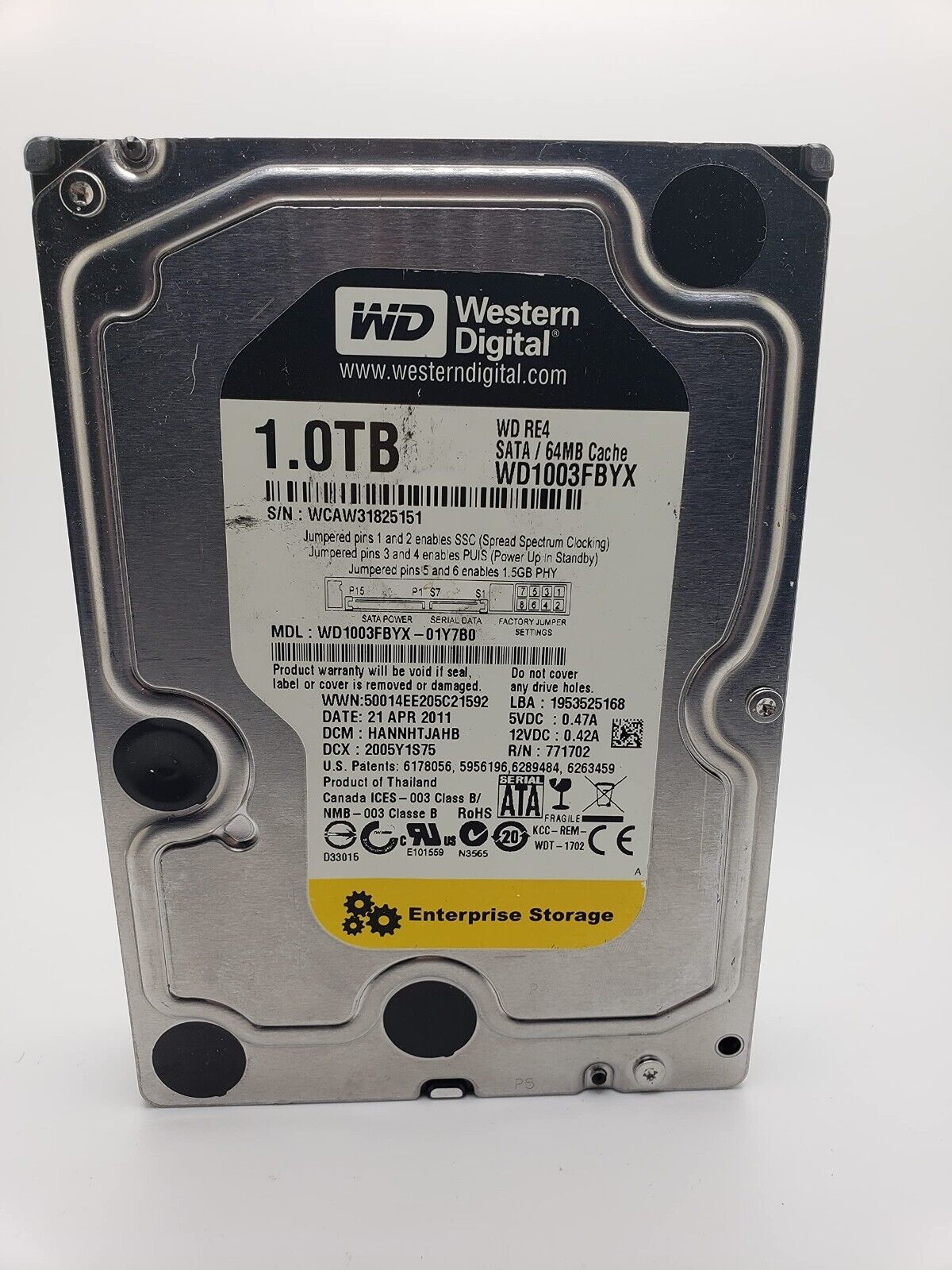 Be　ビー　10個セット PC周辺機器 Western Digital 1TB Internal 7200RPM 3.5 (WD1003FBYX) HDD