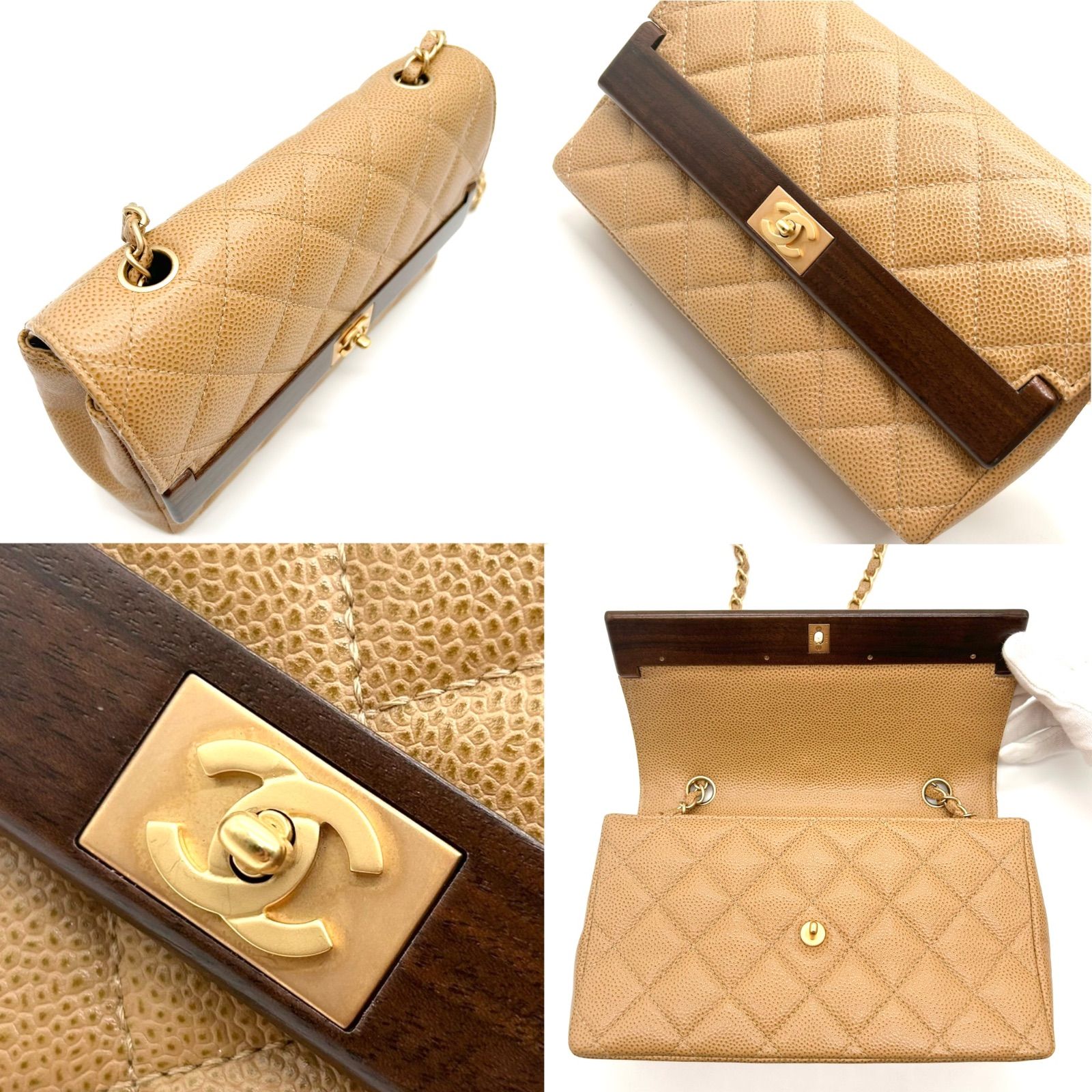 CHANEL シャネル マトラッセ キャビア キャビアスキン ウッド チェーン 