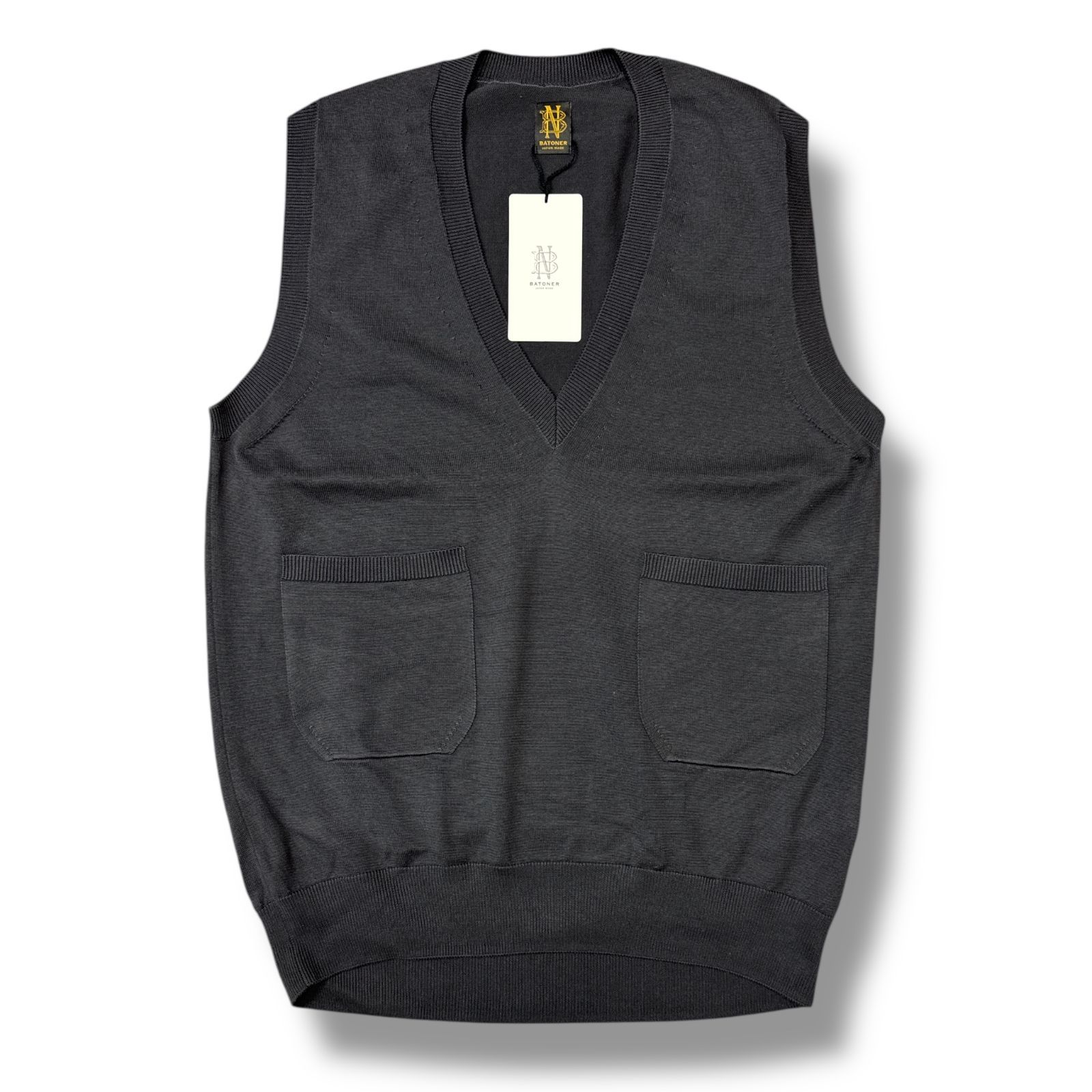 参考上代26400円 未使用品 BATONER 23SS Cotton knit Vest Vネック 