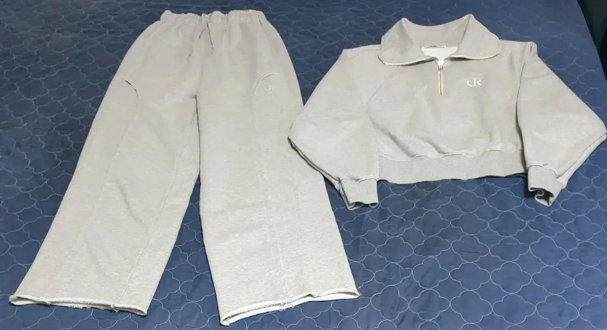 カレント ハーフネック ジップアップ セット メランジ グレー トップスM ボトムス 26