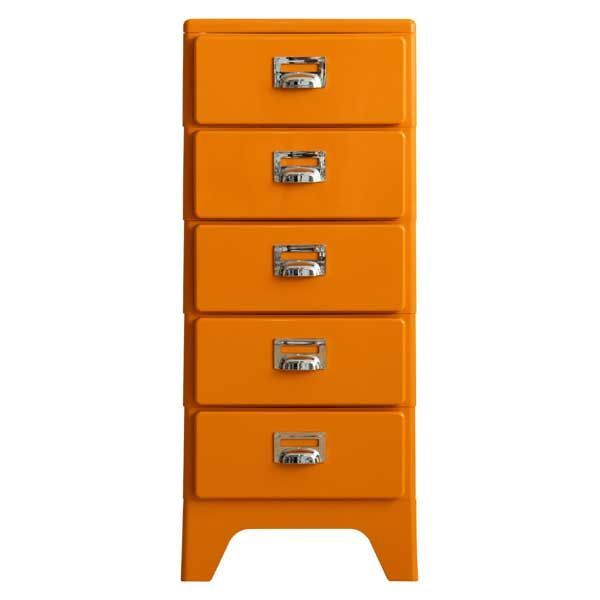 レトロモダンな多段カラーチェスト（5段）「W39.5×D31×H96.5cm