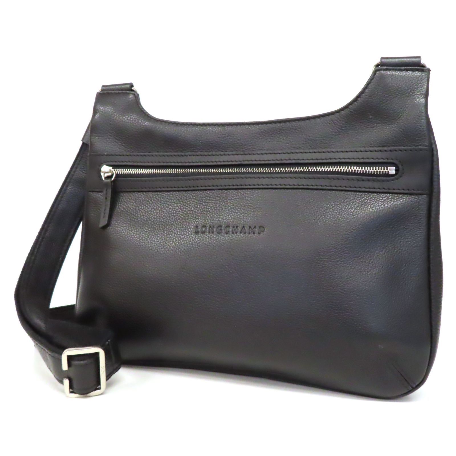 【美品】LONGCHAMP ロンシャン ショルダーバッグ オールレザー シボ革 ロンシャン ショルダーバッグ フォーマル シボ革 レザー