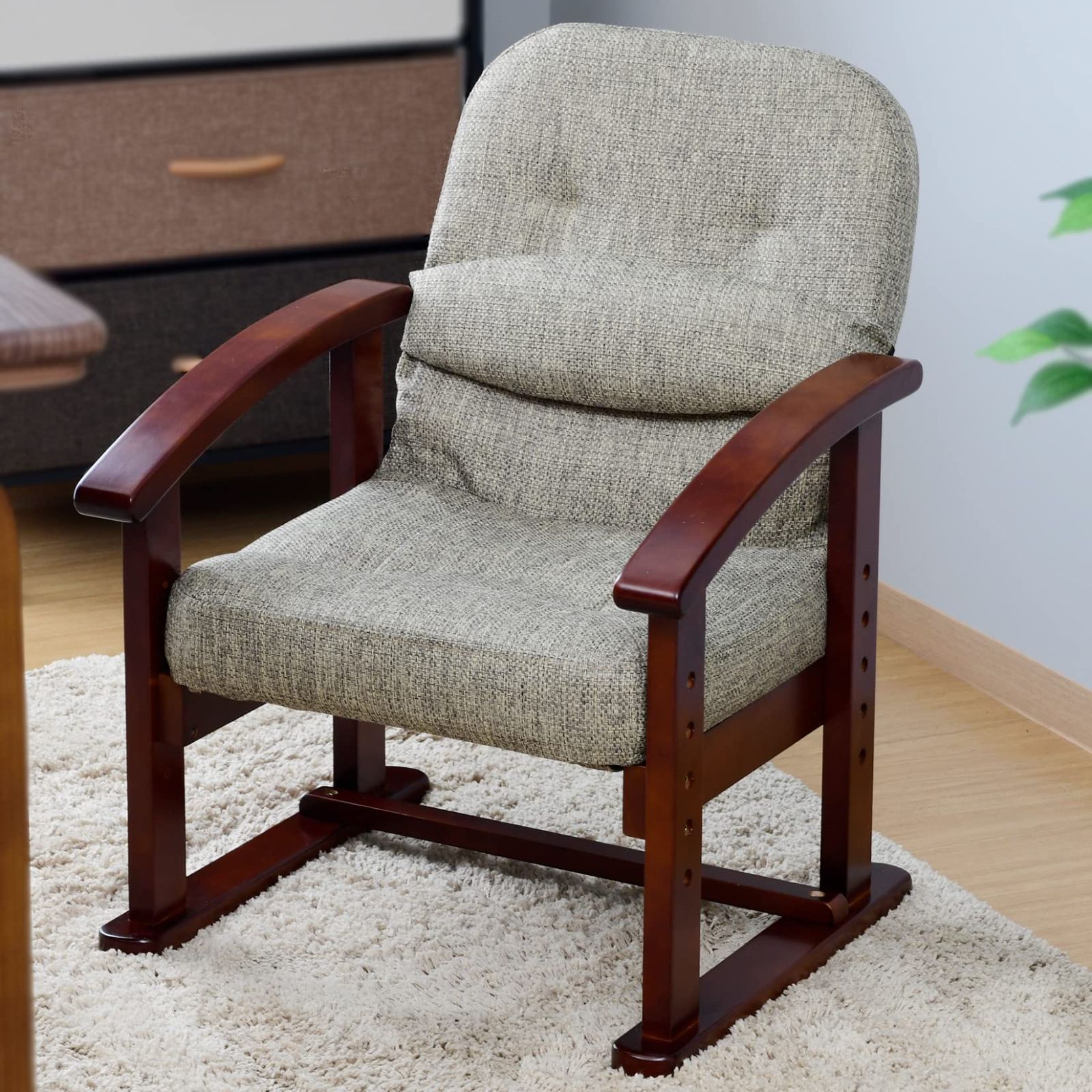 【人気商品】座敷用椅子 座椅子 高座椅子 (高さ調節/腰当て/リクライニング/折りたたみ/防幕) こたつ用 [山善] 完成品 ベージュ KMZC-55(BE)BB