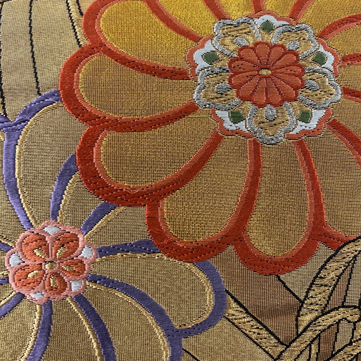 袋帯 秀品 草花 波 金糸 箔 黒 六通 正絹 【中古】 - メルカリ