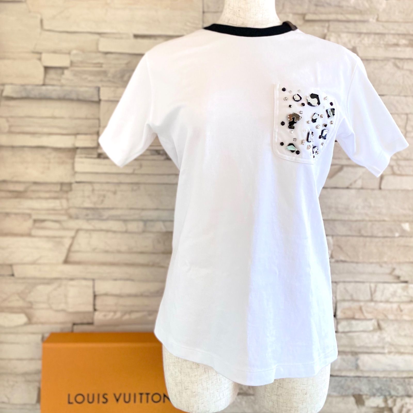 LOUIS VUITTON 】Tシャツ ホワイト ビジュー クリスタル-