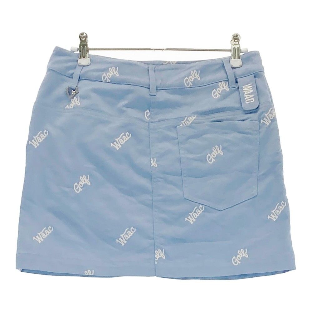 サイズ：2 WAAC ワック インナー付スカート 刺繍 総柄 ブルー系