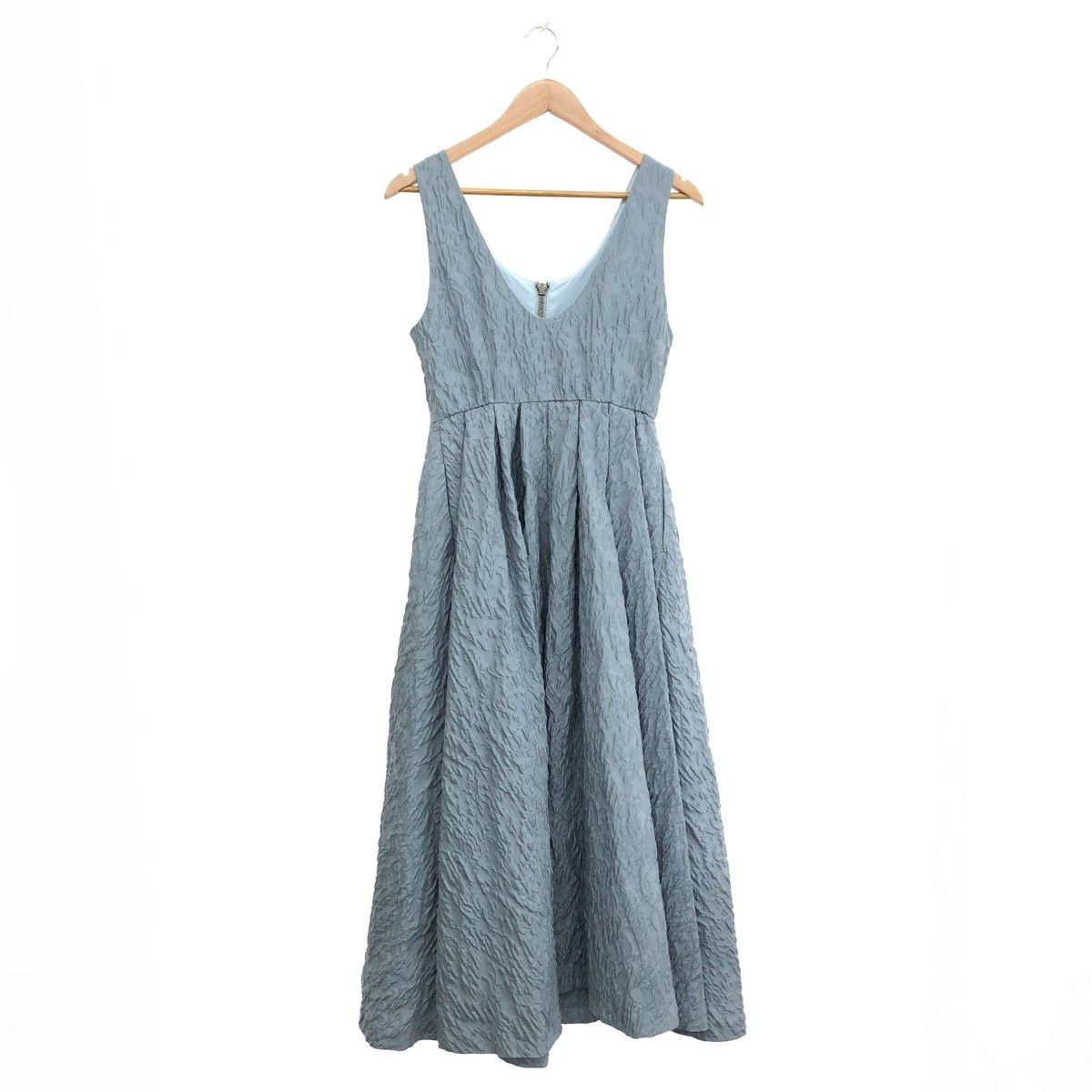 COEL コエル サイズ:38 ふくれジャガードジップワンピース ブルー