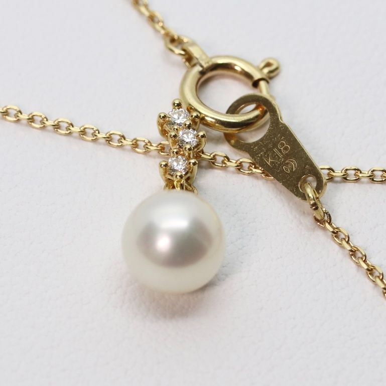タサキ TASAKI 3連パールネックレス K18 TASAKI タサキ 淡水パール 真珠 3連 ロング ネックレス K18