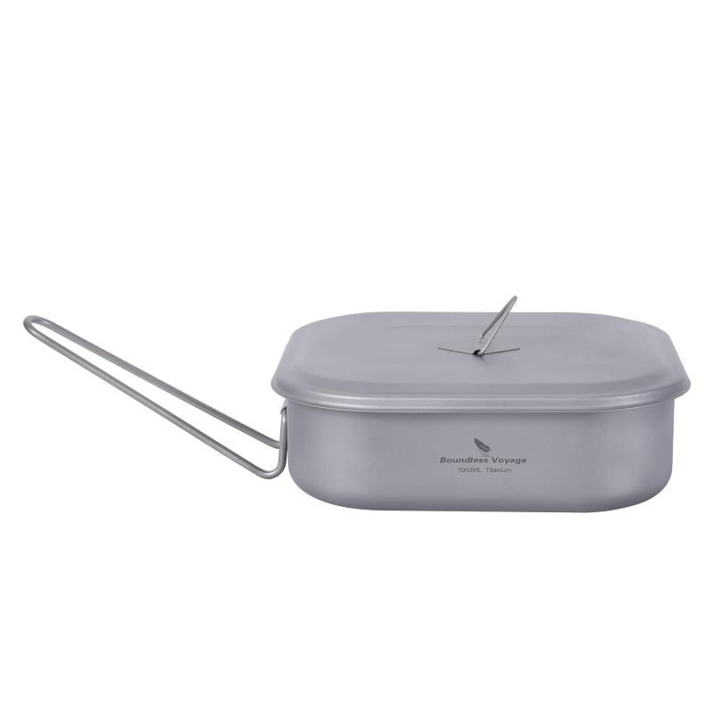 送料無料 通販 ファッション Boundless 蓋と折りたたみハンドル チタン飯盒 1000ml Voyage 調理器具