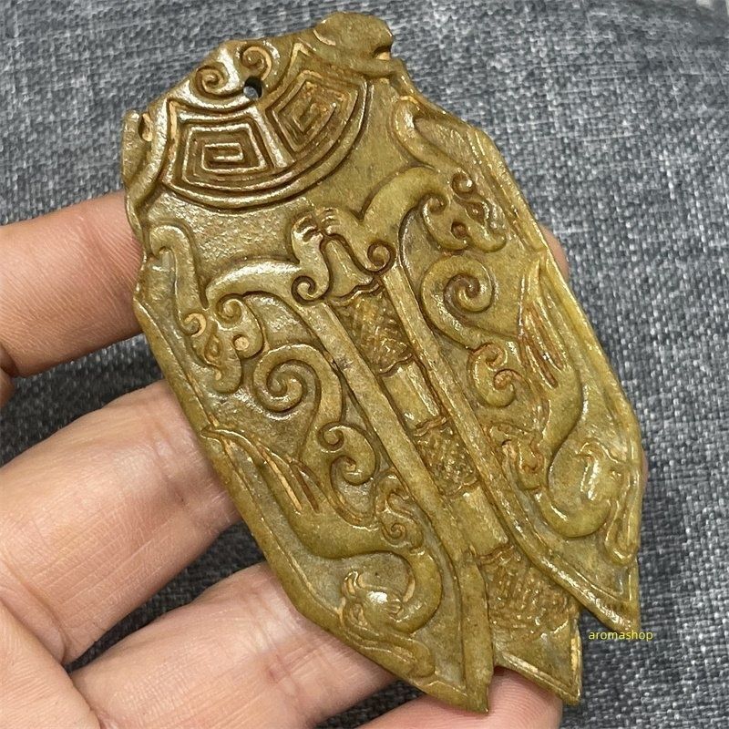 岫玉 岫玉ペンダント玉彫玉置物古玉老玉ペンダント玉佩牌 玉髄