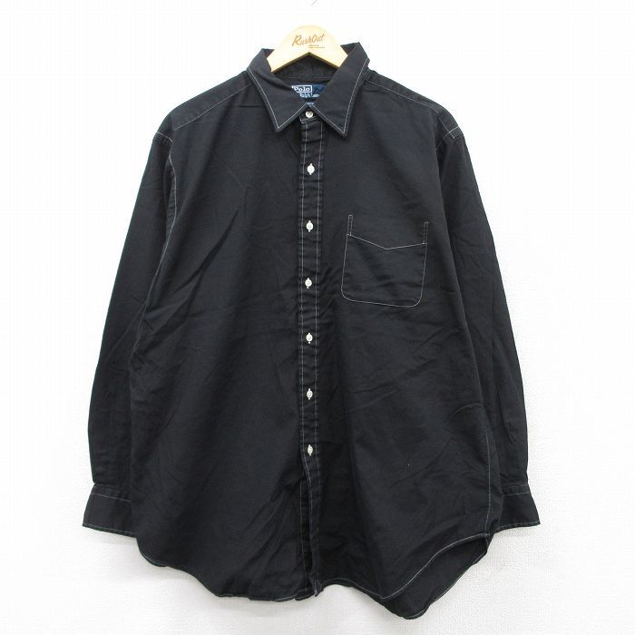 タグ付き未使用品★ラルフローレン　オーバーサイズシャツ　黒　ブラック　コットン XL/古着 ラルフローレン 長袖 ブランド シャツ メンズ 90s ANDREW