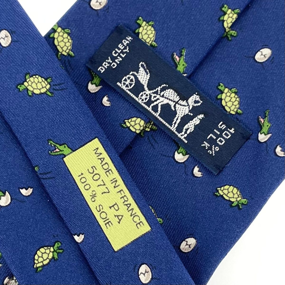 箱付き HERMES エルメス ネイビー ネクタイ エルメス Hermes HERMES ネクタイ TIE 7cm フランス製 シルク