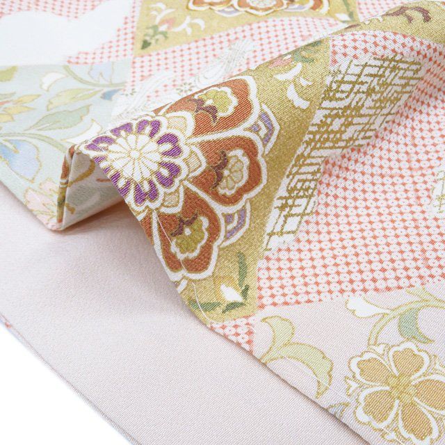 特選 訪問着 着物 未使用 金駒刺繍 吉澤の友禅 ラベル 花菱文 乙女色  