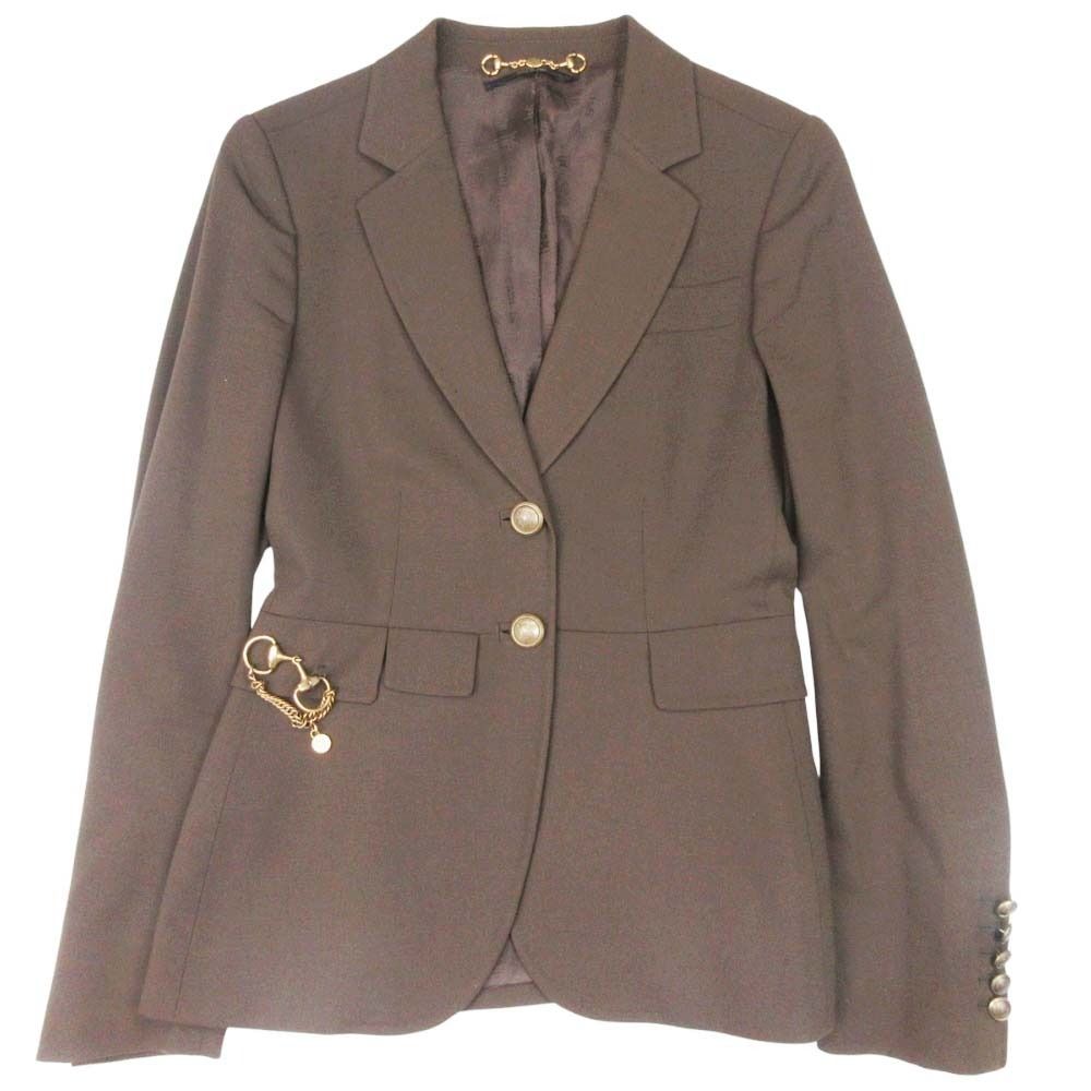 美品 2008年製 GUCCI グッチ テーラードジャケット ホースビット ロゴ 