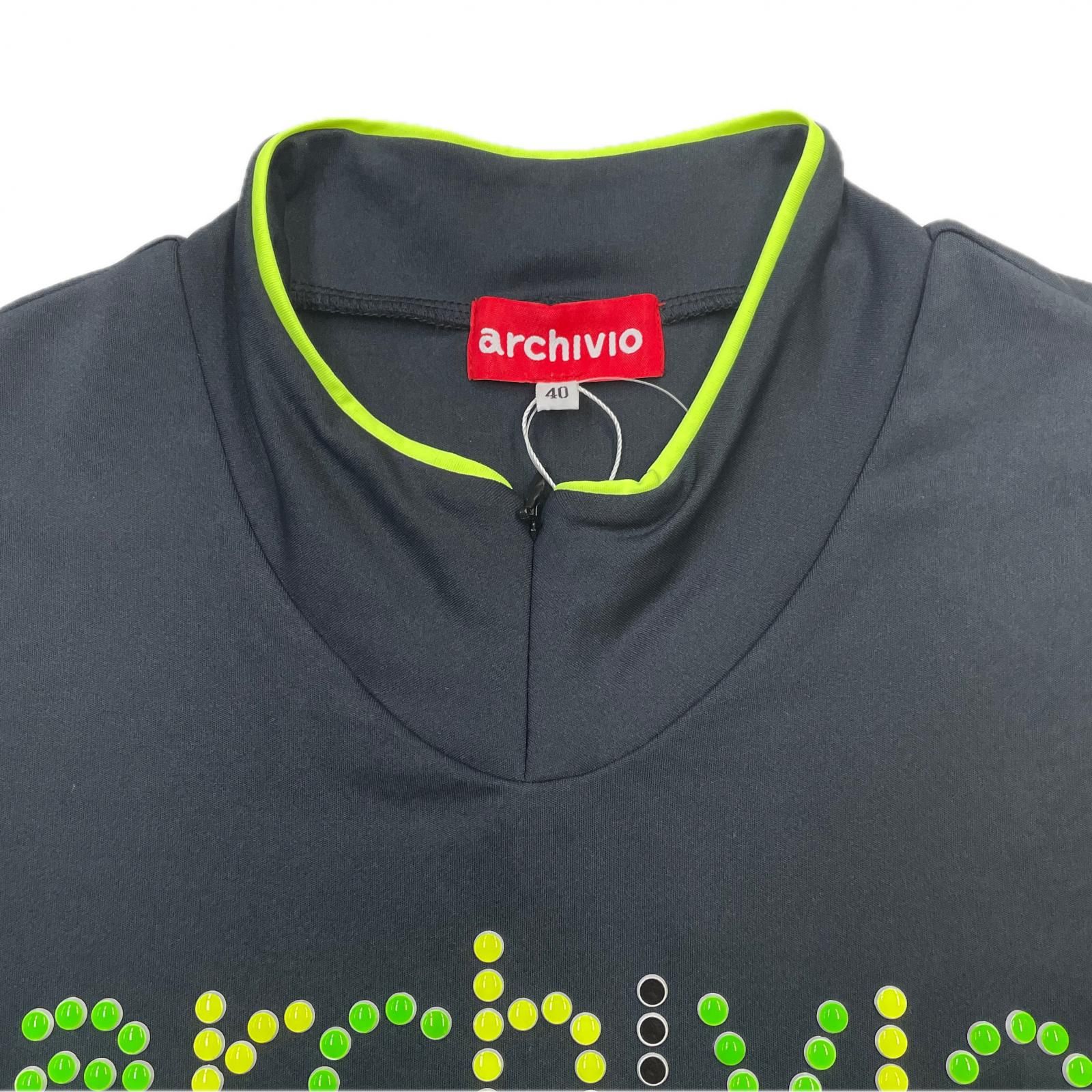 archivio - coco 中古 アルチビオ archivio レディース 半袖ポロシャツ 40(L) 黒 ブラック シンプル ワッペン×刺しゅう 未使用品 レディース アルチビオ archivio 半袖ポロシャツ 40(L