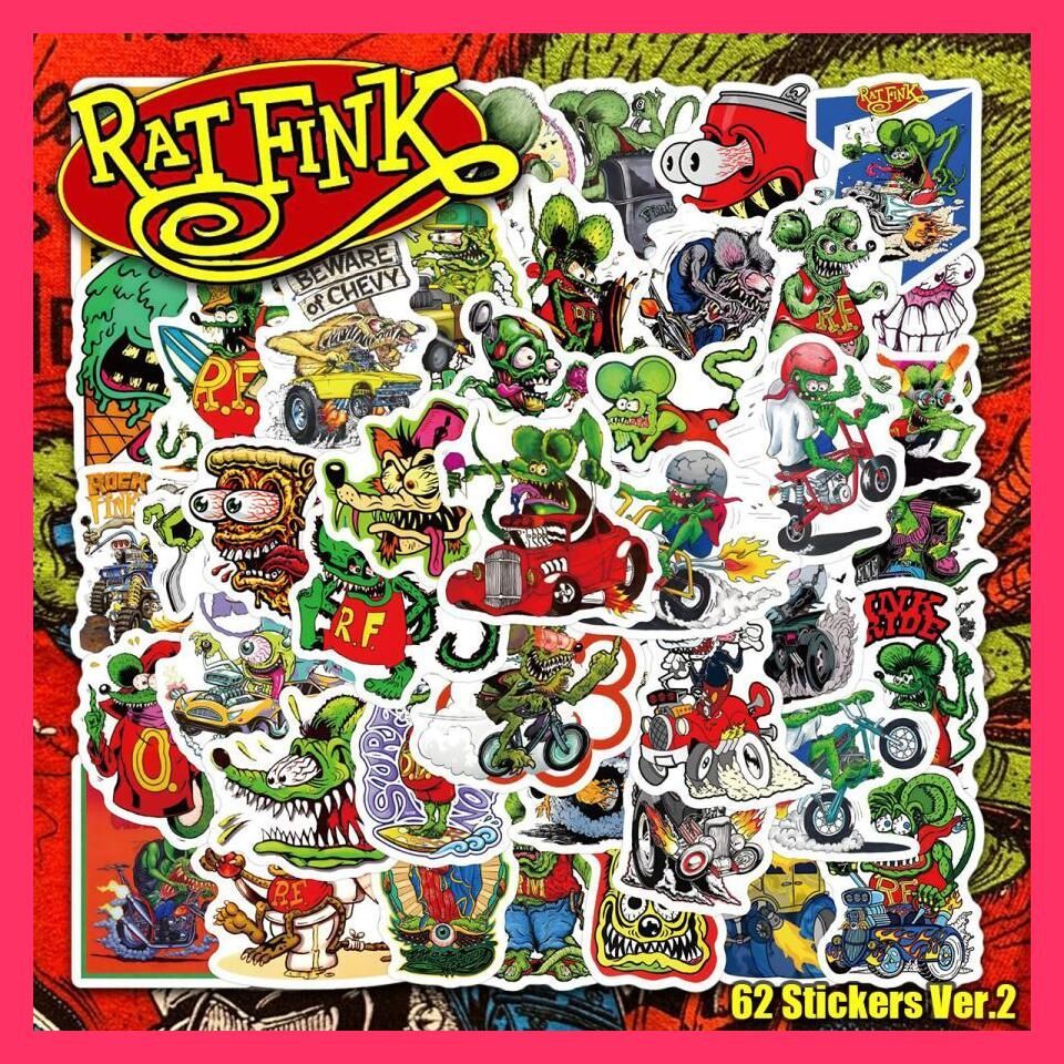 ☆売れ筋☆ ラットフィンク ステッカー Ver.2 62枚セット PVC 防水 シール Rat Fink ネズミ ヴィンテージ クラッシュカーレース  バイク スーツケース - メルカリ